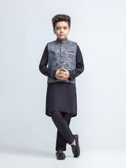 Embroidered Silk Waistcoat Suit - ECBTWCS5-070
