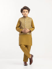 Boy's Olive Green Waist Coat Suit - ECBTWCS5-082
