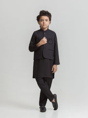 Boy's Black Waist Coat Suit - ECBTWCS5-087