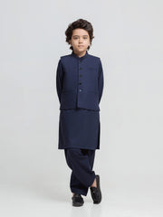 Boy's Navy Blue Waist Coat Suit - ECBTWCS5-090