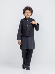 Boy's Black Waist Coat Suit - ECBTWCS5-093