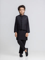 Boy's Black Waist Coat Suit - ECBTWCS6-109