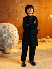 Boy's Black Waist Coat Suit - ECBTWCS6-113