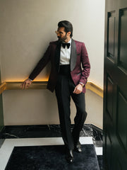Rounded Shawl Collar Tuxedo Suit - ECMTCPT5-1005