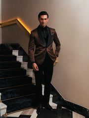 Rounded Shawl Collar Tuxedo Suit - ECMTCPT5-1007