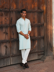 Men's Sky Blue Kurta Pajama - ECMTKP5-010