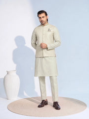 Embroidered Silk Waistcoat Suit - ECMTWCS5-021