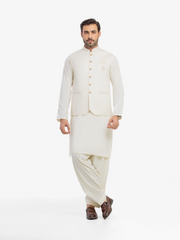 Men's Cream Waist Coat Suit - ECMTWCS5-030