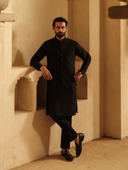 Embroidered Dobby Waistcoat Suit - ECMTWCS5-033