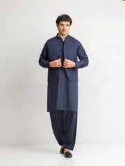 Men's Navy Blue Waist Coat Suit - ECMTWCS5-034