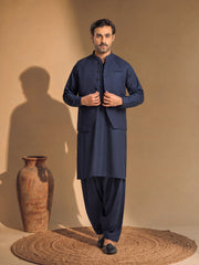 Embroidered Dobby Waistcoat Suit - ECMTWCS5-034
