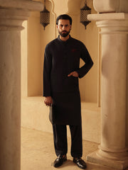 Embroidered Dobby Waistcoat Suit - ECMTWCS6-038
