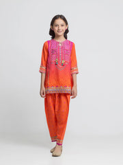 Block Print Raw Silk Shirt Trouser - EGTKEP6-74012ST