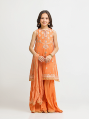 Embroidered Chanderi Gharara Suit - EGTPLED5-50092-3P