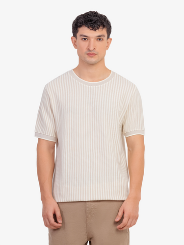 Men's Light Beige Graphic Tee - EMTGT5-009