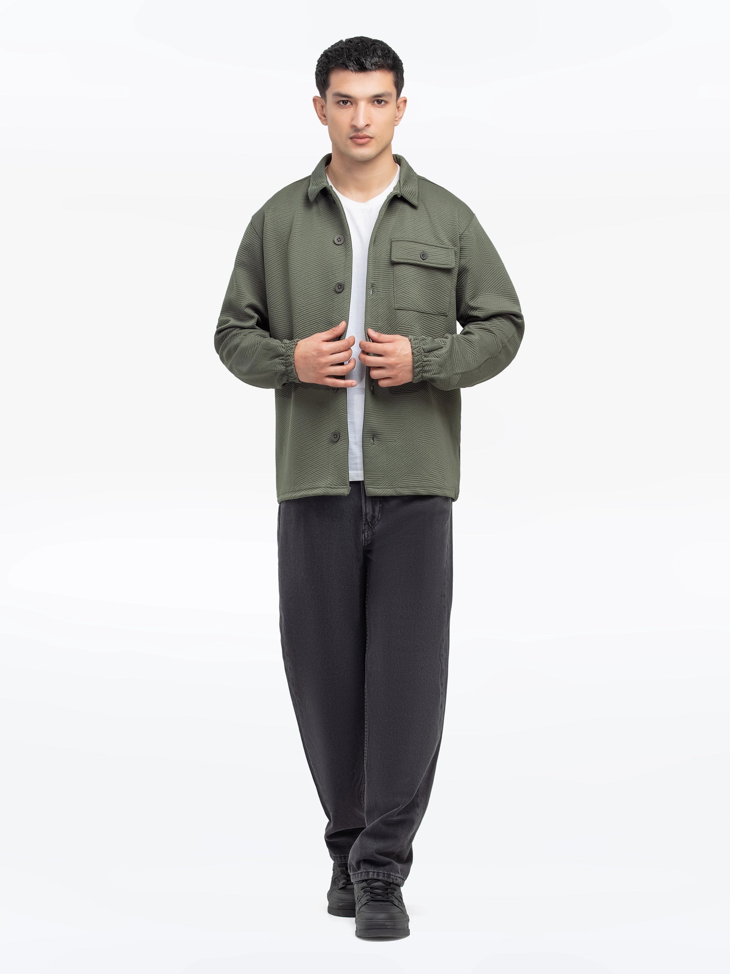 Men's Olive Shacket - EMTJS24-002