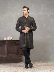 Men's Black Kurta Pajama - EMTKPC5-001