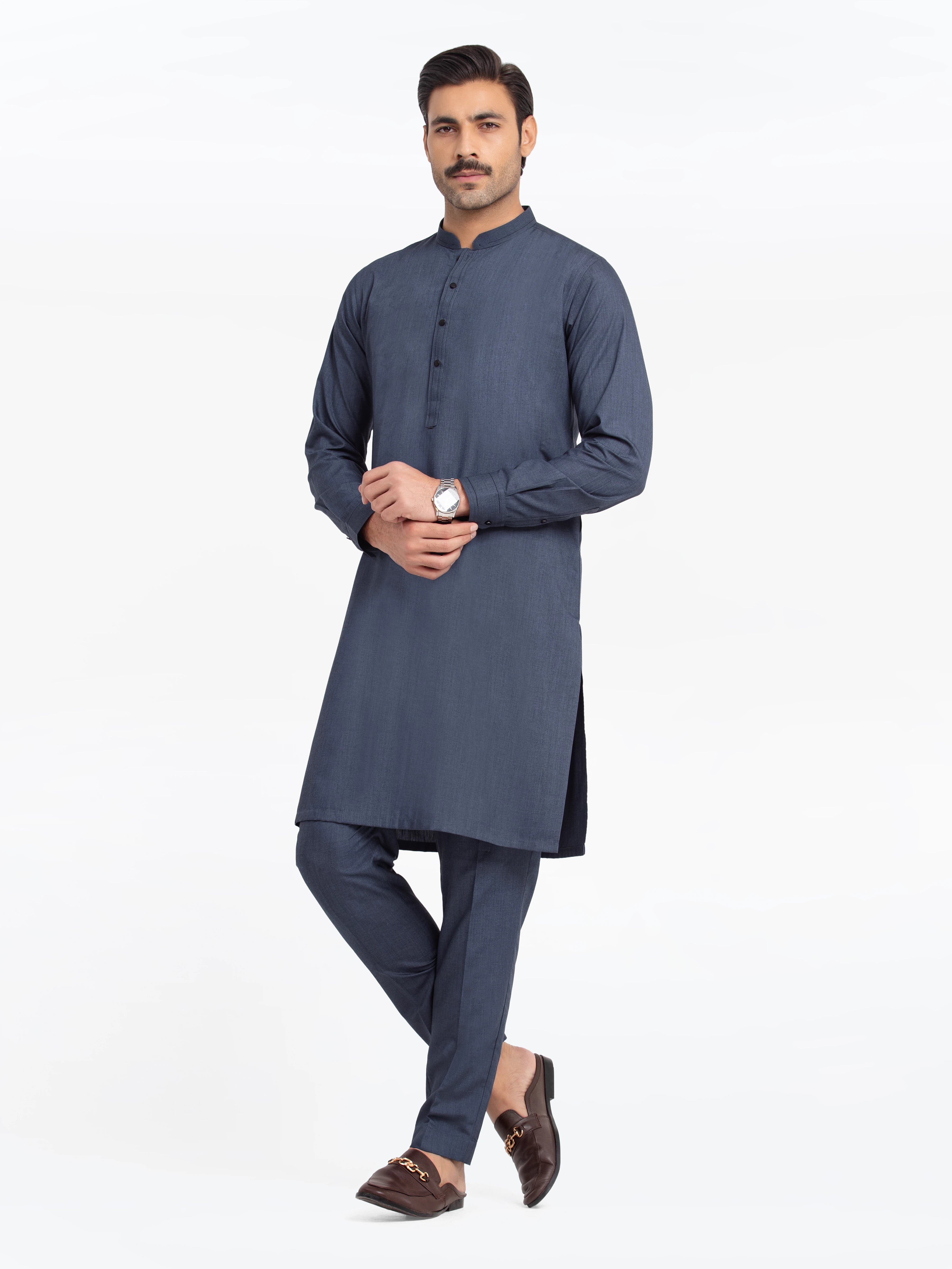 Men's Teal Blue Kurta Pajama - EMTKPT24-048