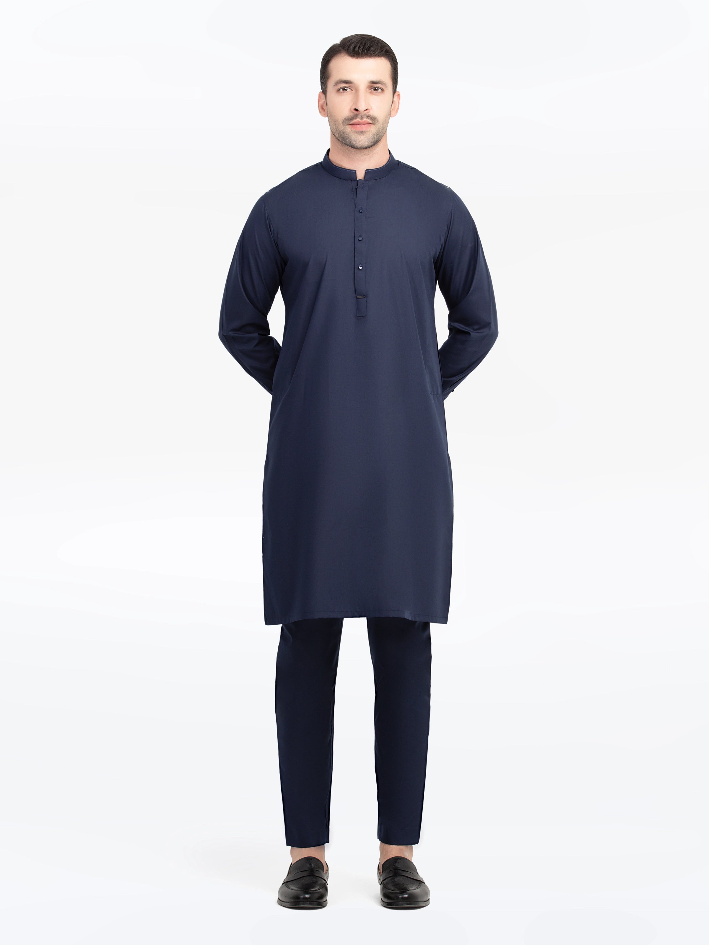 Men's Navy Blue Kurta Pajama - EMTKPT5-053