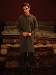 Men's Dark Sage Kurta Shalwar - EMTKS5-41183
