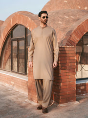 Men's Dark Beige Shalwar Kameez - EMTKS5-41220