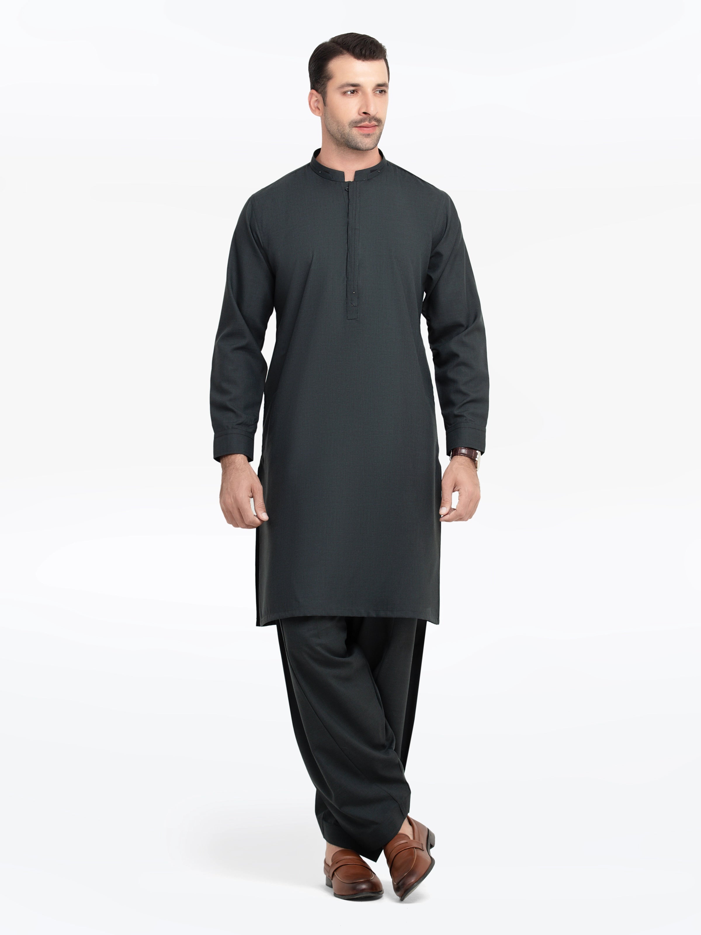 Men's Bottle Green Kurta Shalwar - EMTKST5-99536