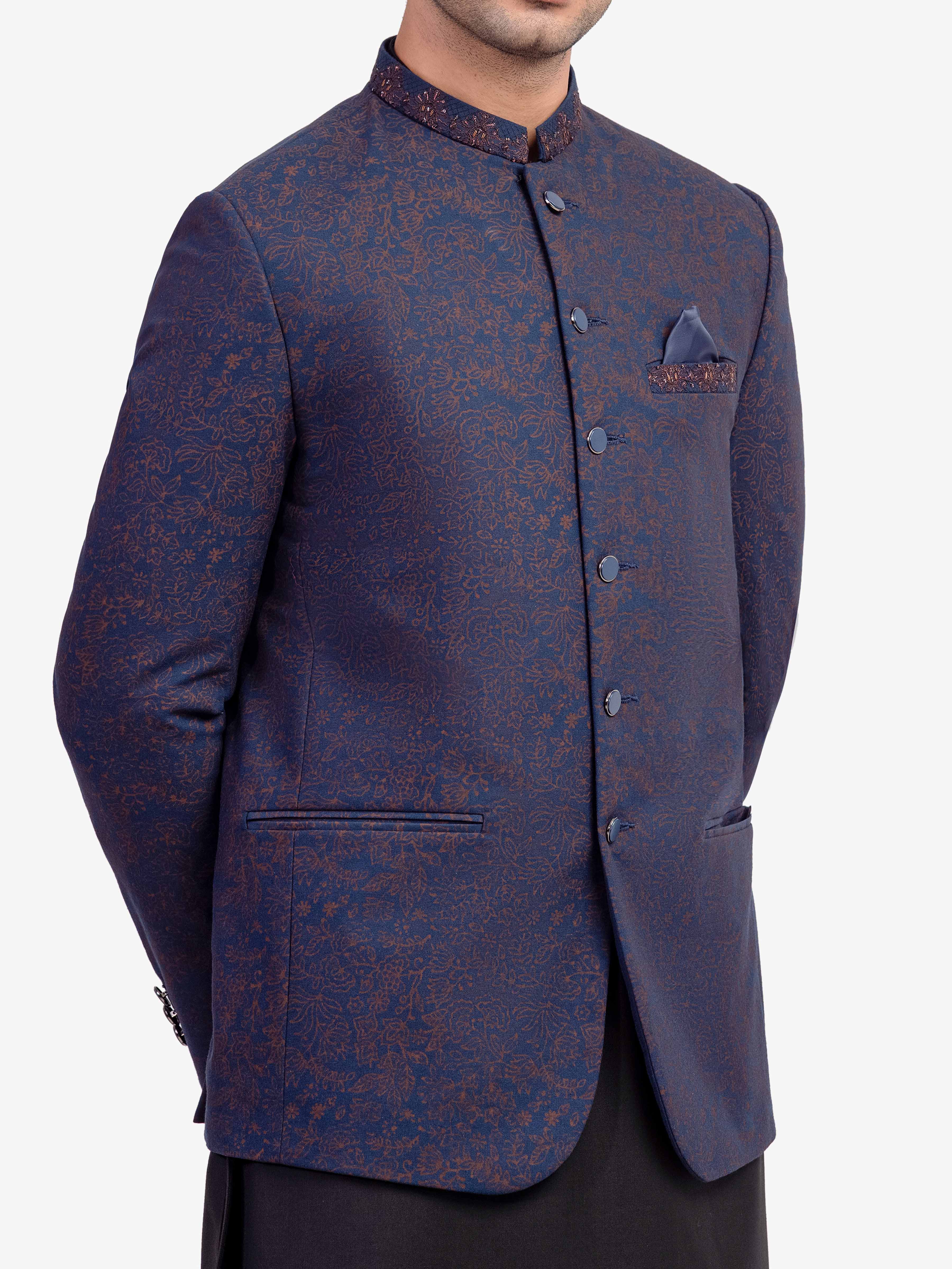 Edrib 032 edenrobe Men's Navy Prince Coat - EMTPC24-032 – edenrobe Pakistan