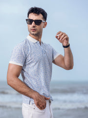 Men's White & Blue Polo Shirt - EMTPS5-003