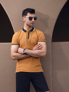 Men's Mustard Brown Polo Shirt - EMTPS5-016