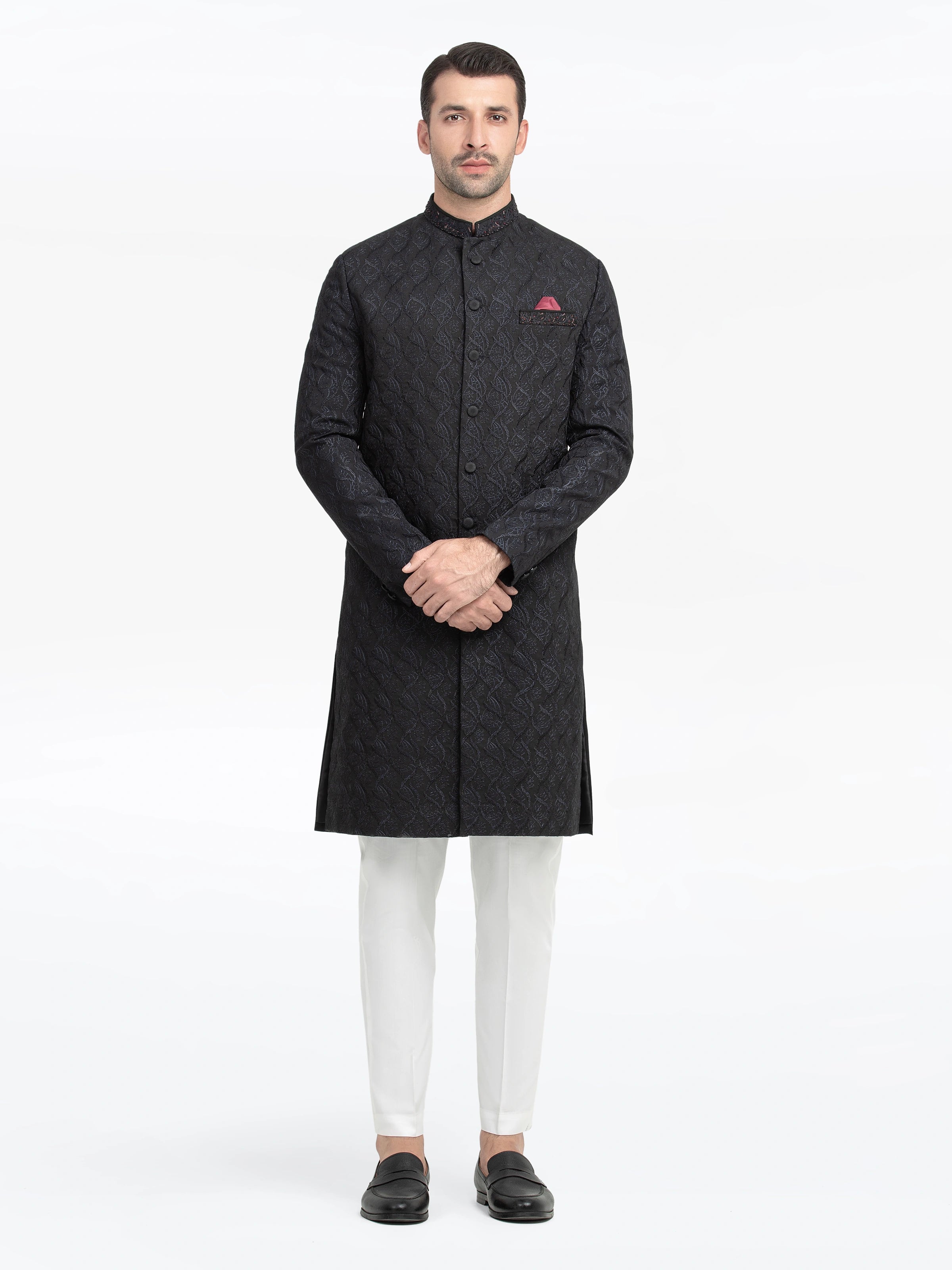 Men's Black Sherwani - EMTS5-7223