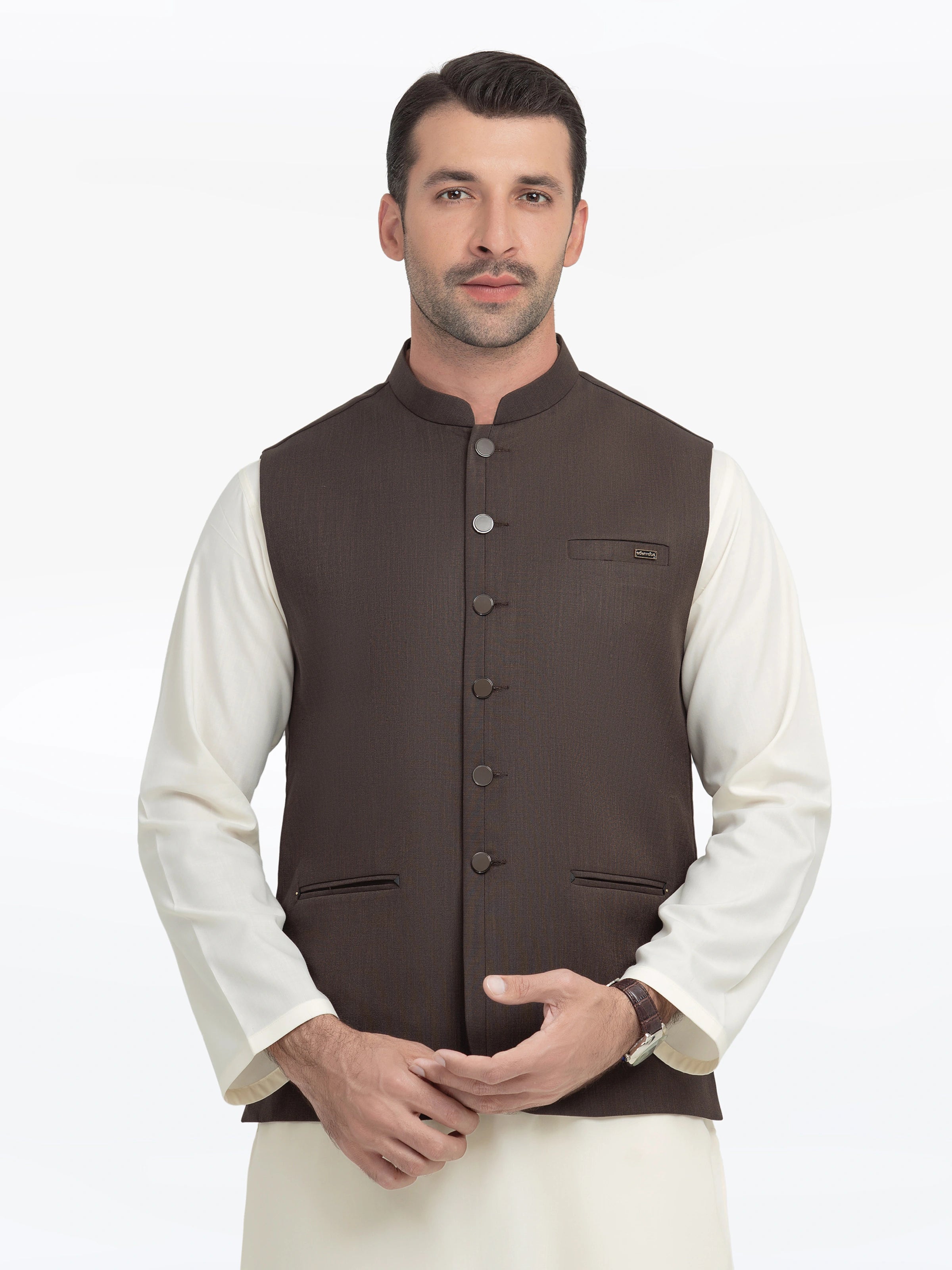 Men's Chocolate Brown Waist Coat - EMTWC5-35939