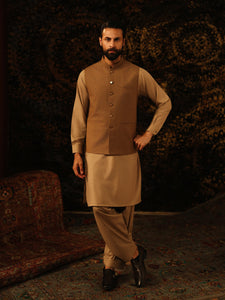 Men's Camel Waist Coat - EMTWCP5-35985