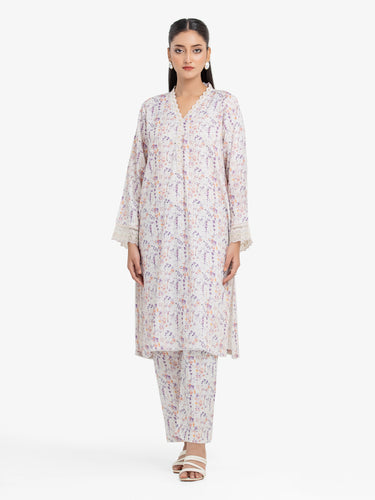 Pret 2Pc Embroidered Raw Silk Shirt Trouser - EWTKE24-81510ST