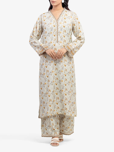 Pret 2Pc Embroidered Raw Silk Shirt Trouser - EWTKE5-81516ST