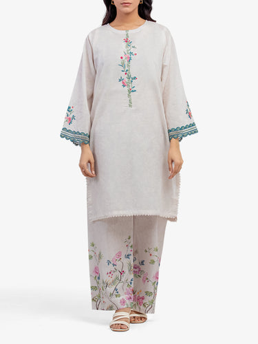 Pret 2Pc Embroidered Lawn Slub Shirt Trouser - EWTKE5-81675ST