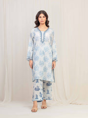 Pret 2Pc Embroidered Lawn Slub Shirt Trouser - EWTKE5-81683ST