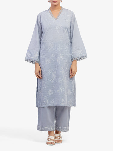Pret 2Pc Embroidered Lawn Slub Shirt Trouser - EWTKE5-82105ST