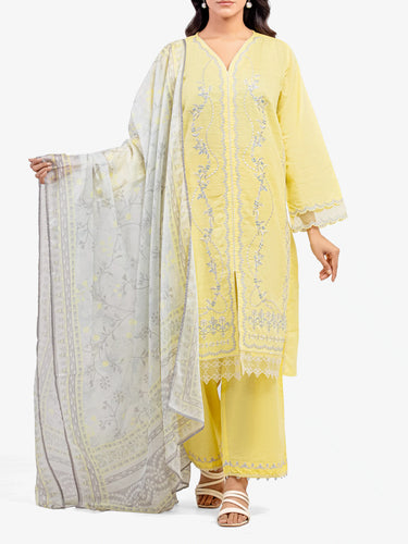 Pret 3Pc Embroidered Lawn Slub Suit - EWTKE5-82112-3P