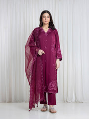 Embroidered Satin Suit - EWTKED6-86194-3P