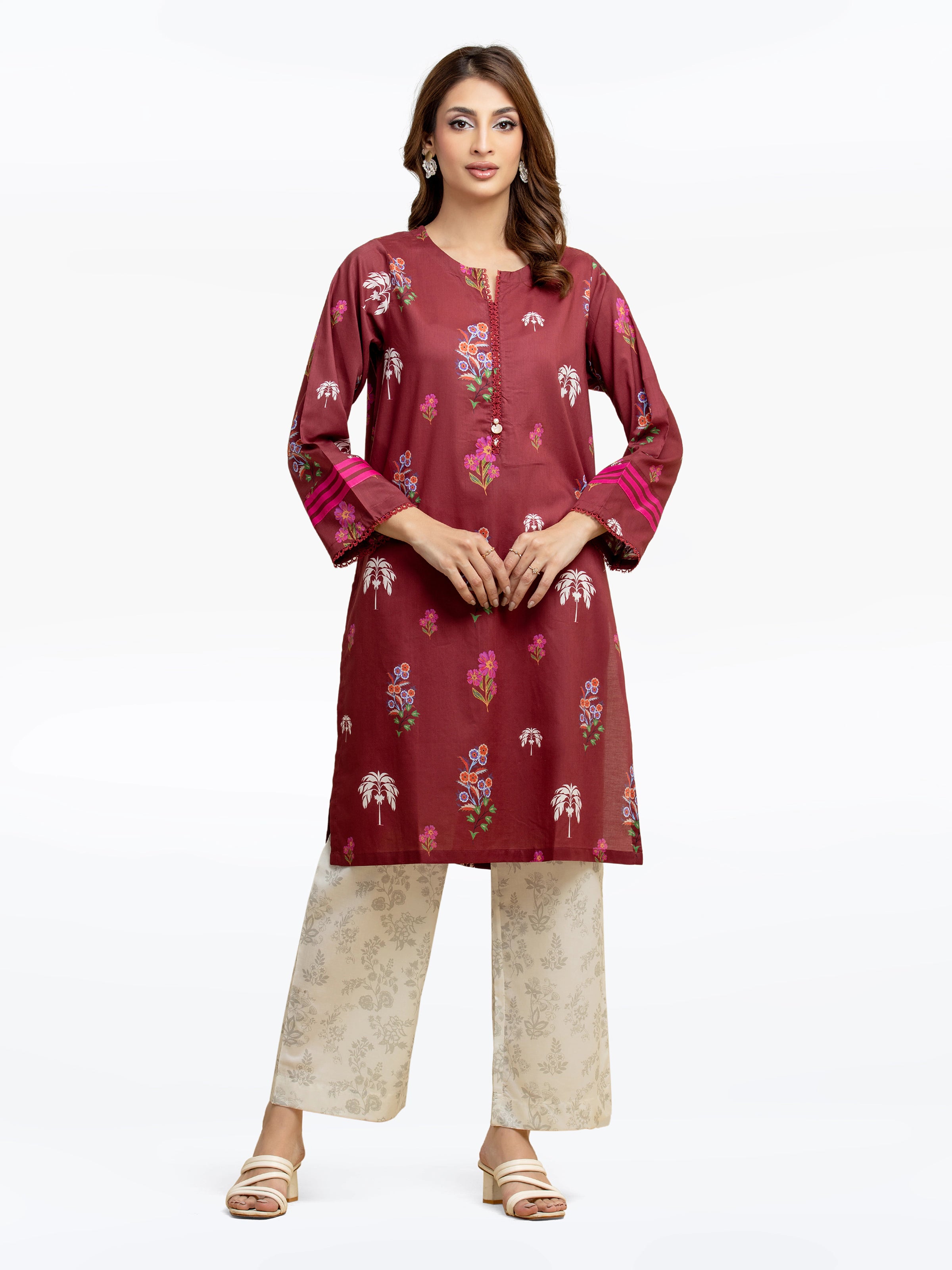 Pret 2Pc Printed Cambric Shirt Trouser - EWTKP5-81652ST