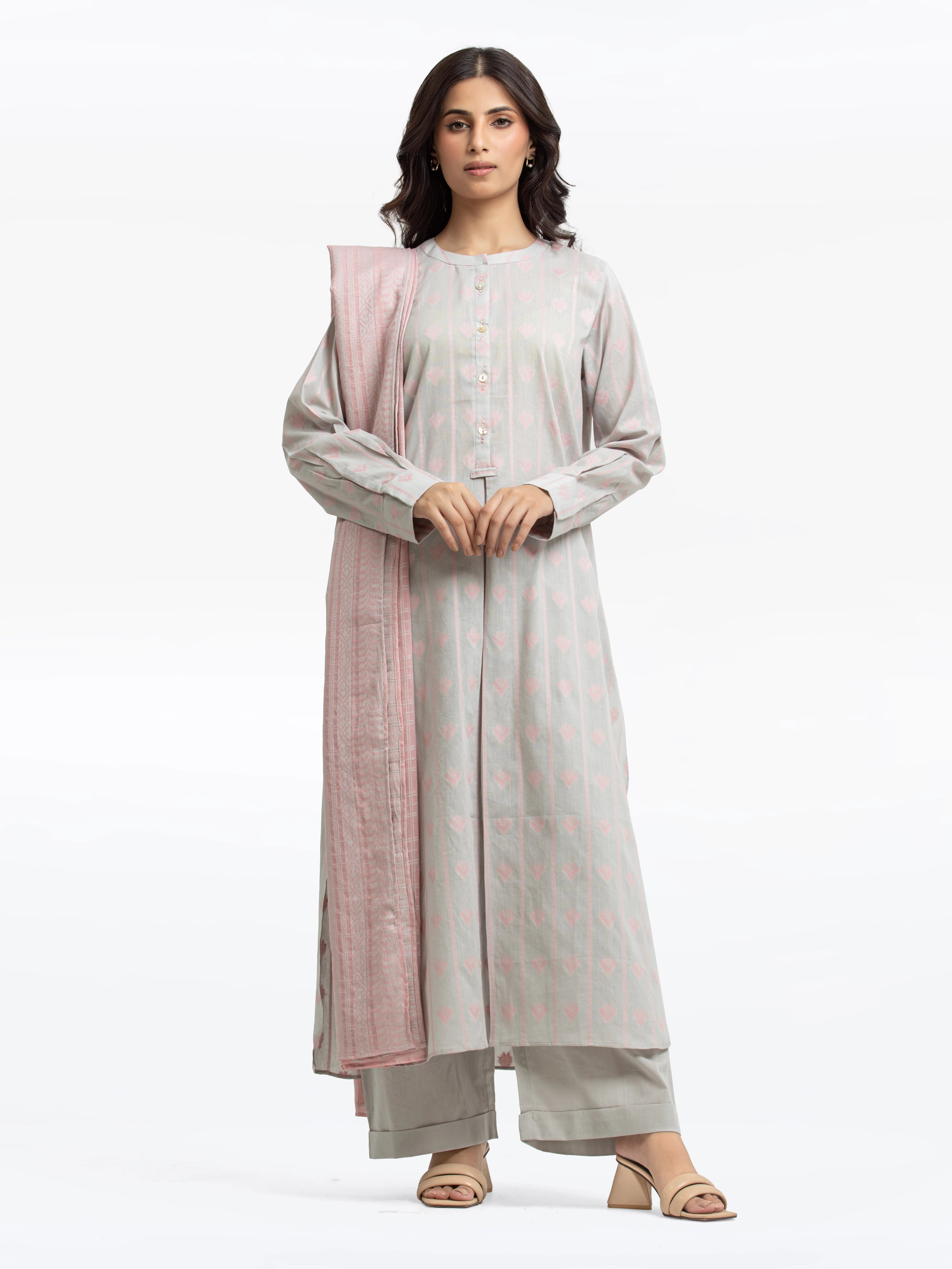 Pret 3Pc Printed Jacquard Suit - EWTKS24-81167-3P