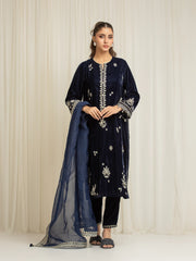 Embroidered Velvet Suit - EWTPLED5-00057-3P