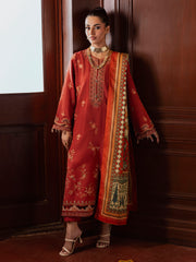 Unstitched Rust Embroidered Khaddar 3 Piece - EWU5V11-32008-3P