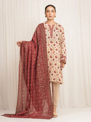 Unstitched Printed Zari Lawn Suit - EWU6M6-014-3P