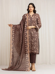 Unstitched Printed Zari Lawn Suit - EWU6M6-025-3P