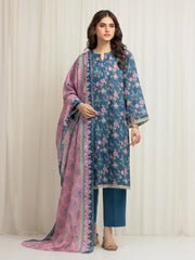 Unstitched Printed Zari Lawn Suit - EWU6M6-037-3P
