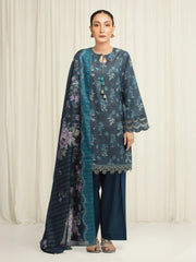Unstitched Printed Zari Lawn Suit - EWU6M6-051-3P