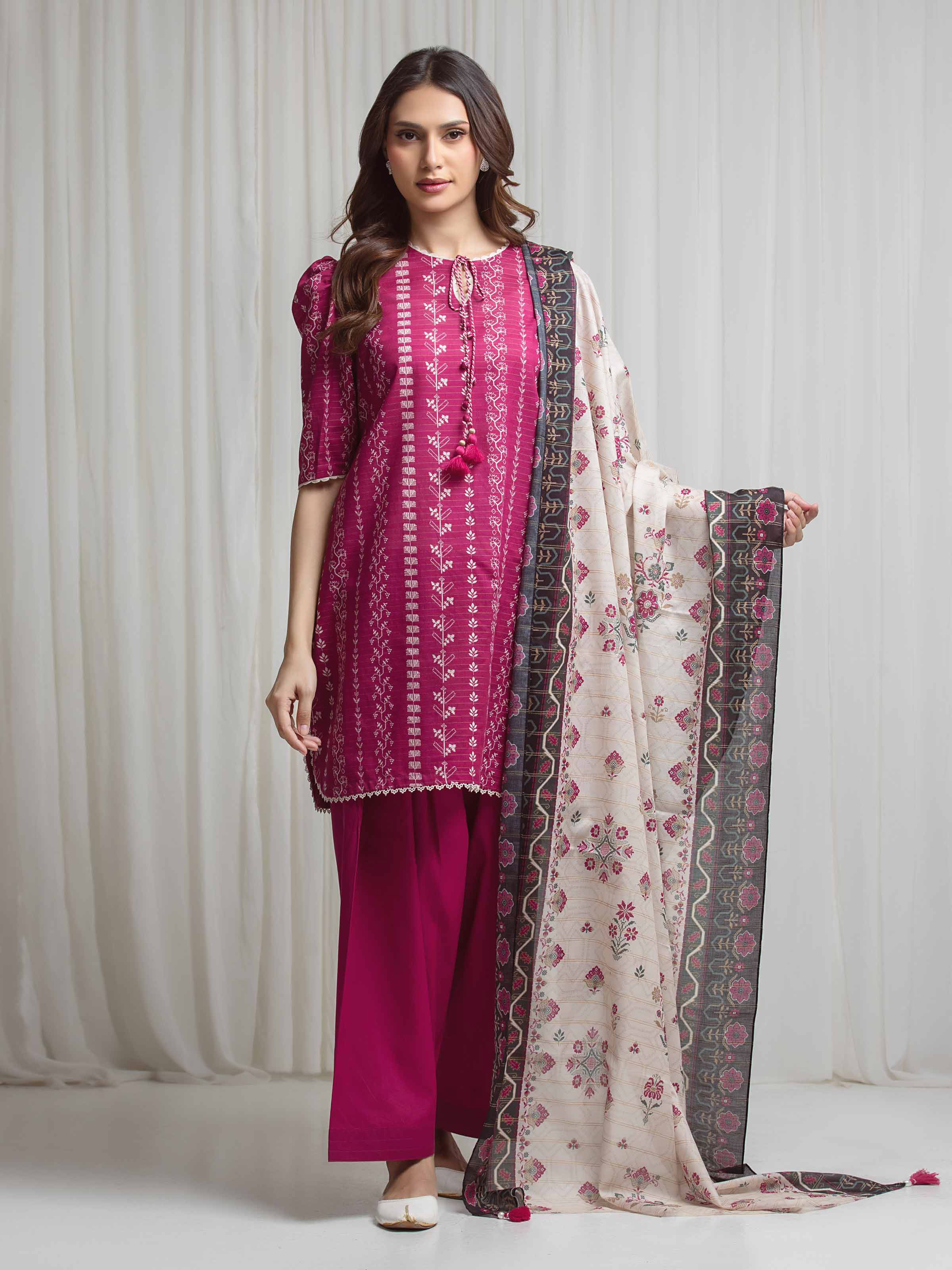 Pakistan 081 R edenrobe Women's Pink Unstitched 3Pc Lawn - EWU6M6-081-3P – edenrobe ...