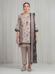 Unstitched Printed Zari Lawn Suit - EWU6M6-084-3P