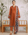 Unstitched Dark Rust Printed Khaddar 3 Piece - EWU24M2-195-3P